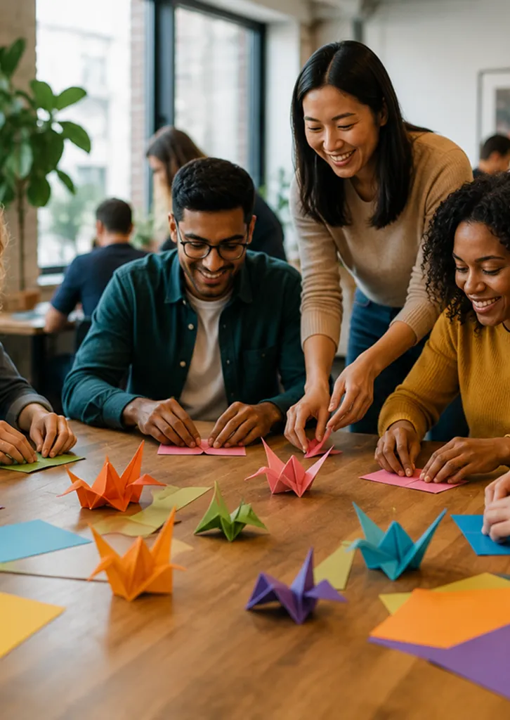 Groupe réalisant un atelier créatif