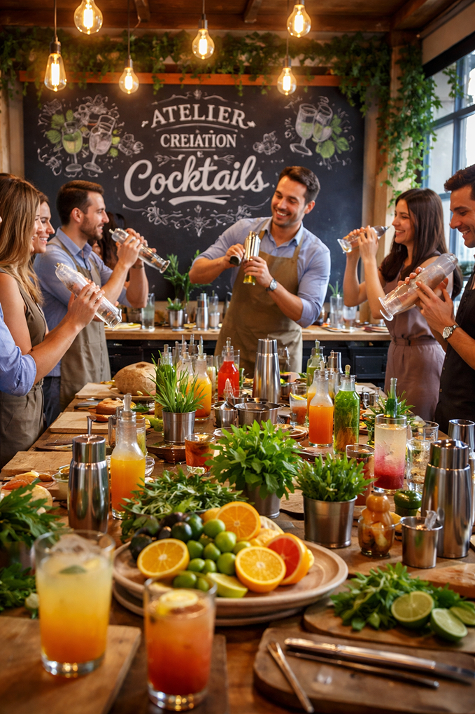 un atelier de création de cocktail