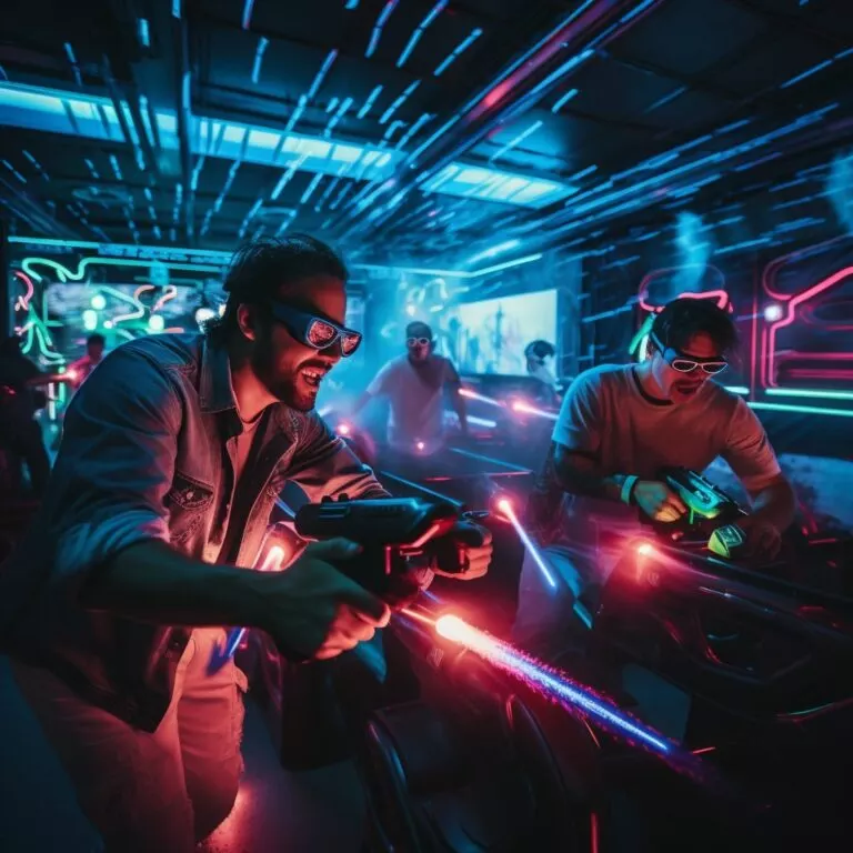 personnes faisant un laser game