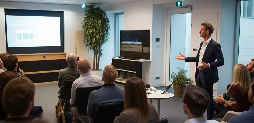 présentation durant un séminaire d'entreprise