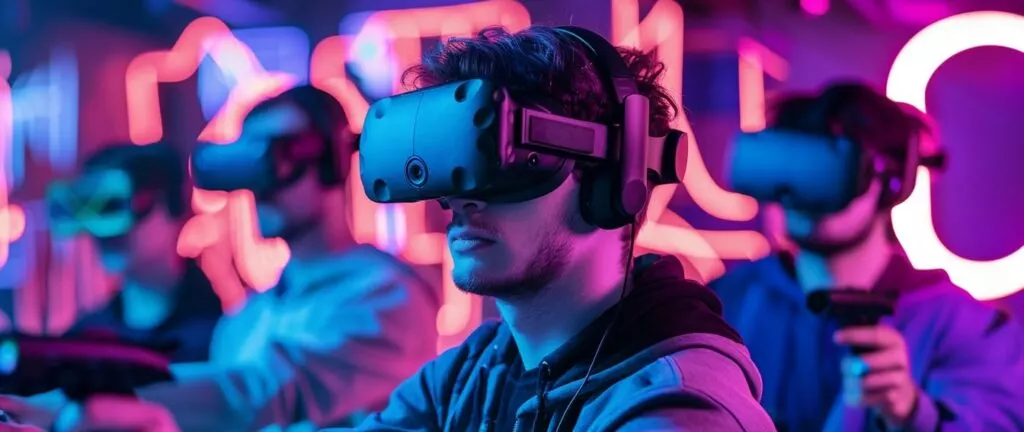Joueurs effectuant un jeu de réalité virtuelle