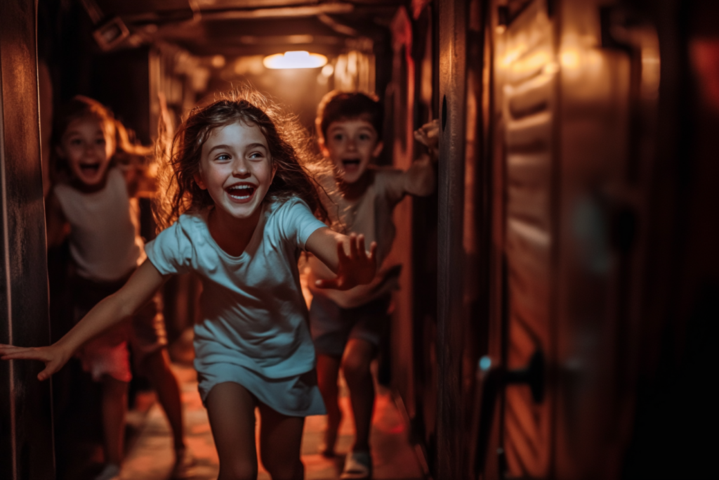 Enfants réalisant un escape game