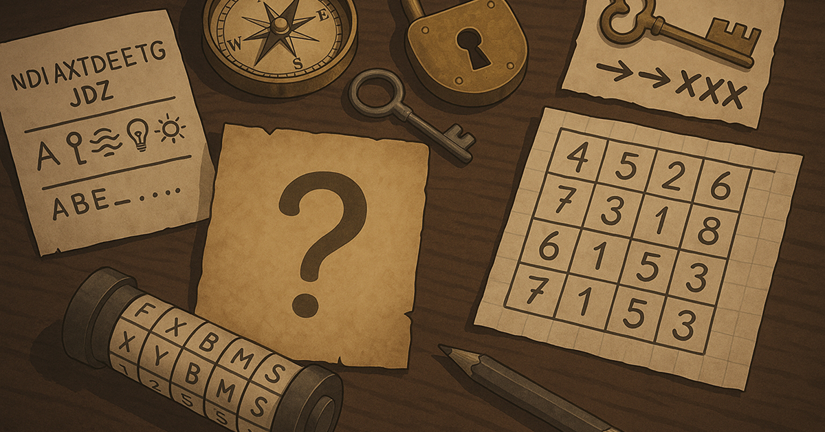 bannière illustrant des énigmes d'escape game avec des puzzles